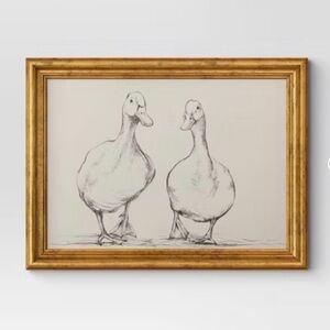 Threshold 16"x 12" Bird Sketch Canvas Board Framed Art Black